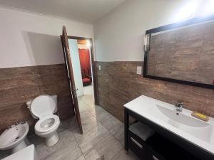 a bathroom with a toilet and a sink at René Favaloro in Rincon de los Sauces