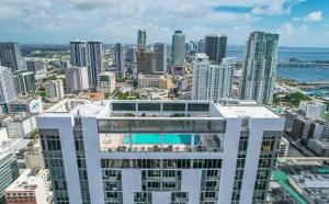 a view of the city from the top of a building at CD1608 Downtown Loft with Pool a Gym and City Views in Miami in Miami