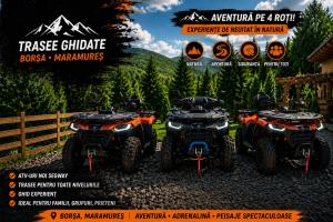 a flyer for a atv dealership with two atvs at Cabana La Batranu-ciubar&atv in Borşa
