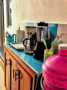a kitchen counter with a blender on top of it at Departamento Refugio Verde in Palenque