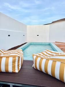 a swimming pool sitting on top of a building at Casa Vila de Frades in Vila de Frades