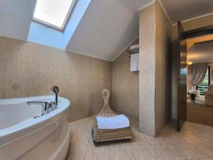 a bathroom with a sink and a bath tub at Pensiunea Toscana in Braşov +121 photos
