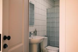 a bathroom with a sink and a toilet at Togonidze's Wine Cellar in Telavi