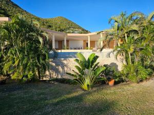 a house with palm trees in front of it at C'RENITY VILLA in Cul de Sac