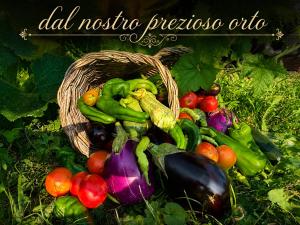 a bunch of vegetables in a basket on the grass at Hotel Alfieri in Sirmione