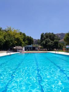 a large swimming pool with blue water at Casa Rural Hortensia in Zuheros