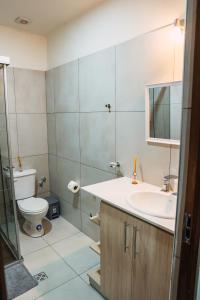 a bathroom with a sink and a toilet at Hotel Boutique La Casona in Tarija +52 photos