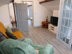 a living room with a couch and a tv at Roshinehill apartment in Shanbally