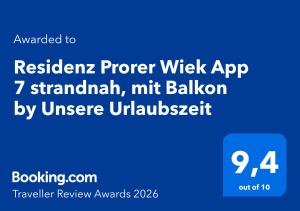 a blue sign with the words revision propper wrk app standard multip at Residenz Prorer Wiek App 7 strandnah, mit Balkon by Unsere Urlaubszeit in Binz