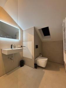 a bathroom with a toilet and a sink at AG Apartments Waiblingen in Waldmühle +58 photos