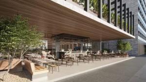 a restaurant with tables and chairs in a building at Beach GAV Resort in Salinópolis +15 photos