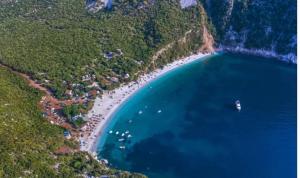 an aerial view of a beach and the ocean at Male home in Maletiánoi +10 photos