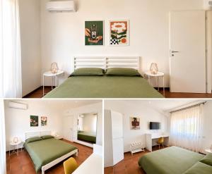 two images of a bedroom with a bed and a desk at GV Apartments in Caserta