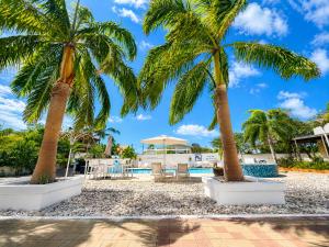 a resort with palm trees and a pool at Malika Apartments in Westpunt