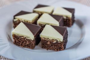a plate with several pieces of chocolate cake at Penzion Eso in Martin