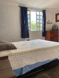 a bedroom with a large bed with a window at Arca de Noé in Xaltepec