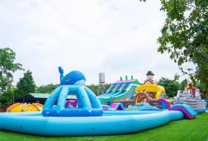 a large inflatable water park with a large inflatable raft at Mekong Hotel in Tây Ninh