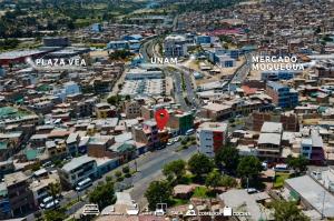an aerial view of a city with buildings at Moderno Departamnto 3 dormitorios in Moquegua +4 photos