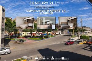 a collage of photos of a building with a parking lot at Moderno Departamnto 3 dormitorios in Moquegua
