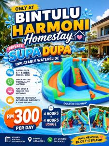 an advertisement for a water park at an amusement park at Harmoni Group Stay in Bintulu