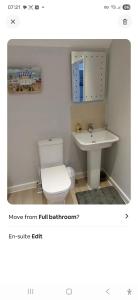 a bathroom with a toilet and a sink at Spacious Luxury Room in Brixham