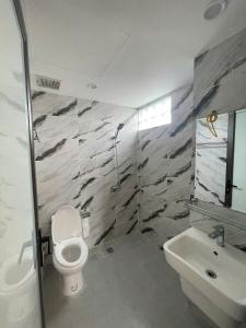 a bathroom with a toilet and a sink at 25House Cozy Apartment near West Lake & Airport in Hanoi