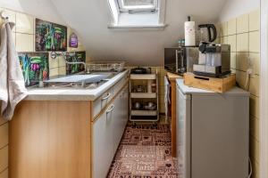 a small kitchen with a sink and a dishwasher at Ferienappartement Sonnenhof in Triberg