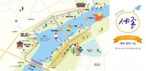a map of korea with people and attractions at Anook Hotel Sejong in Sejong