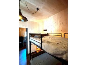 ein Schlafzimmer mit einem Bett und einem Kamin in der Unterkunft Cottage B&M - Vacation STAY 05964v in Usa