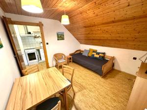 a room with a bed and a table in a room at Ubytko Ivko in Letohrad