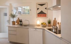 a kitchen with a sink and a counter top at Villa Coccodrilla in Toscolano Maderno +17 photos