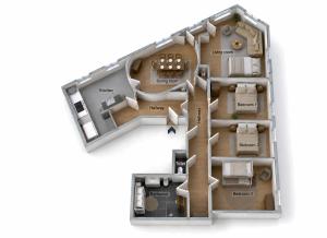 a rendering of a floor plan at Spacious Apartment on Lively & Vibrant Street in Copenhagen