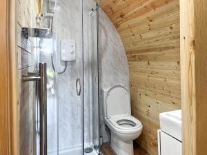 a bathroom with a toilet and a shower at Arran - Uk48415 in Dalry