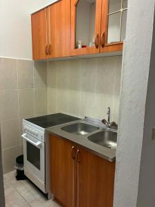 a kitchen with a sink and a stove at Vista View Apartments in Risan +6 photos