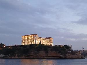 a large building on top of a hill in the water at Massilia in Marseille