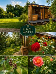 a collage of photos of a garden with a house at ŁeboVe ZaCisze Spa & Relax in Łeba