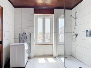 a white bathroom with a shower and a window at EM LIFE COLMAR in Colmar +7 photos