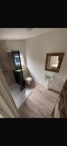 a bathroom with a toilet and a sink at Krowji in Gulval