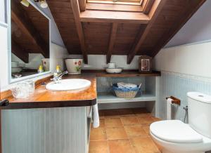 a bathroom with a sink and a toilet at Apartamentos Rurales El Collaín de Campiellos in Campiellos +137 photos