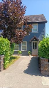 a blue house with a driveway in front of it at 56 Woodlands in Clonakilty