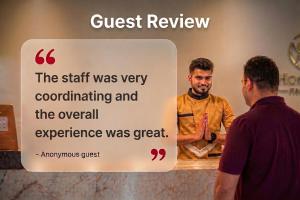 a sign that says the staff was very coordinating and the overall experience was great at Super Hotel O Kathauta Jheel Malhaur Gomti Nagar in Lucknow