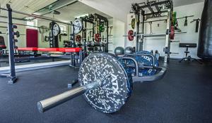 a gym with a bunch of equipment in it at Biała Akacja Resort & Business in Prudnik