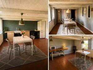 a kitchen and a dining room with a table and chairs at Alpaca Bed & Fields in Snedsted +26 photos