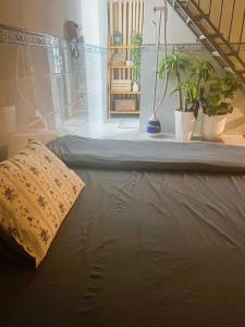 a bed with a pillow and two potted plants at Mindy s Home in Lien Nghiia +3 photos
