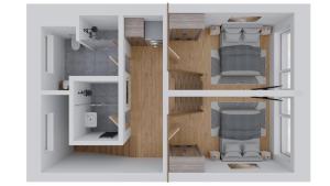two views of a floor plan of a small apartment at Resort Na Peci in Nová Pec