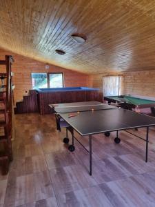 a room with two ping pong tables in it at Cabana Diana&Larisa in Arieşeni