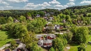 an aerial view of a home in a forest at Teatralna1 in Piechowice