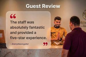 a sign that says the staff was absolutely fantastic and provided a five star experience at Collection O SF Road Siliguri Formerly Jyoti Hotel in Siliguri