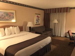 ein Hotelzimmer mit einem Bett und einem Stuhl in der Unterkunft Americas Best Value Inn & Suites-Boise in Boise