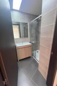 a bathroom with a sink and a shower at Holidays in Sainte-Maxime +18 photos